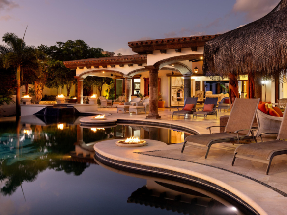 Cabo del Sol Las Posadas Introducing Villa de Paz, an exceptional single-level estate nestled within the iconic, guard-gated community of Cabo del Sol, a prestigious master-planned enclave now entering its most exclusive era. Framed by dramatic golf-course vistas and the soft shimmer of the Sea of Cortez, this residence blends timeless hacienda architecture with sophisticated design and an effortless indoor-outdoor flow that defines the finest homes in Los Cabos.From the moment you step inside, the home reveals a warm yet elegant ambiance. Grand, naturally lit living spaces with high ceilings and artisan finishes open seamlessly through expansive sliding glass doors, inviting the outdoors in and creating a lifestyle of breezy, sun-filled ease. The open-concept living, dining, and gourmet kitchen serve as the heart of the homeperfect for quiet mornings, family gatherings, and elevated entertaining alike.The villa offers multiple spacious en-suite bedrooms, thoughtfully positioned for privacy and comfort, along with a versatile TV/guest suite ideal for extended family or visiting friends. Every room feels intentional, serene, and connected to the home's calming energy.Outdoors, Villa de Paz becomes a private resort. The expansive terrace features a sparkling pool and spa, shaded lounging areas, and multiple fire pits strategically placed to create intimate spaces for sunset – Cabo Del Sol, Cabo Corridor, BS