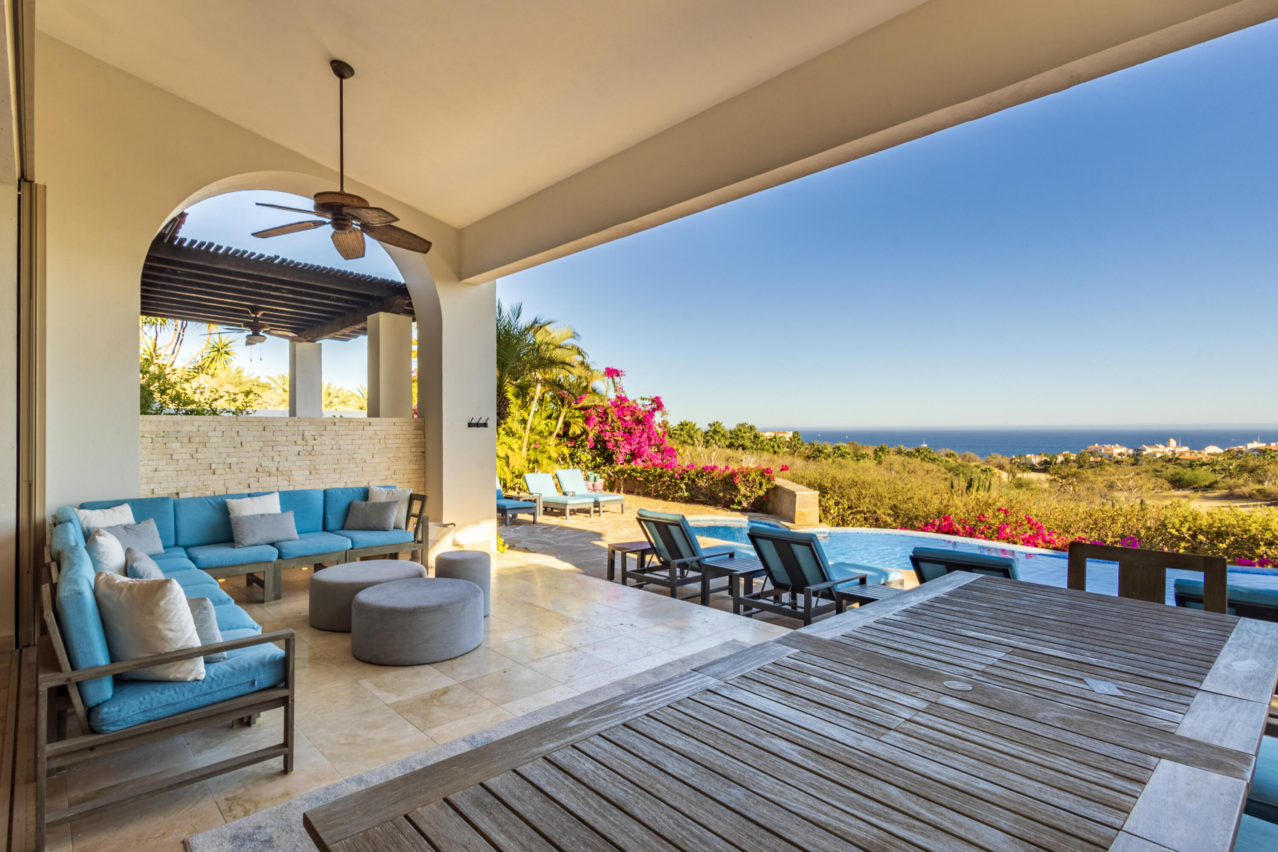 Cabo del Sol Brisas This fantastic villa is located in one of the most prestigious developments in Cabo, Cabo del Sol, Enjoy access to world-class amenities. This beautiful five-bedroom, five-and-one-half-bath custom home offers inviting indoor/outdoor living with beautiful, glistening Sea of Cortez and golf course for sale
